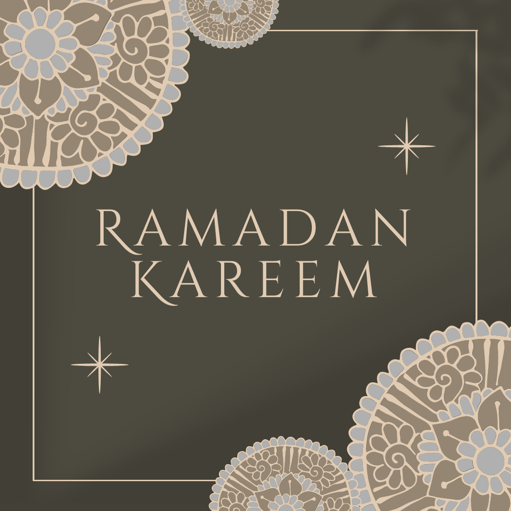 Ramadan Greetings with Decoration on Brown Instagram Tasarım Şablonu