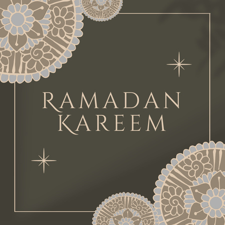 Ramadánové pozdravy s výzdobou na hnědé Instagram Šablona návrhu
