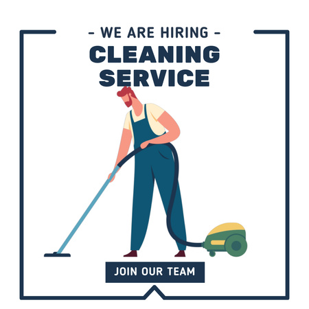 Janitor in Uniform Vacuuming Floor Animated Post Design Template