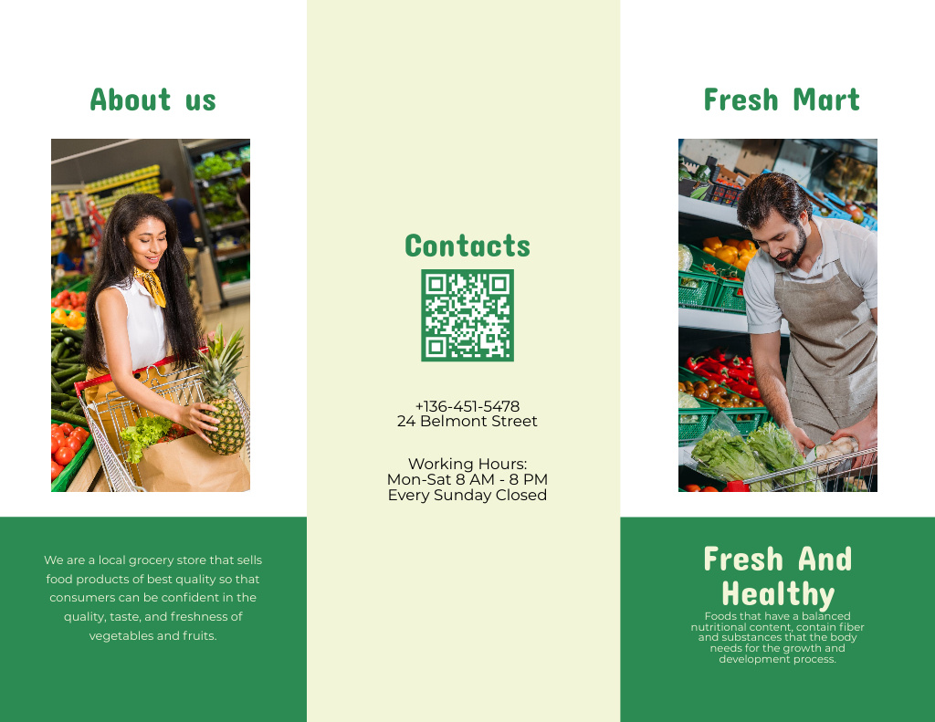 Announcement of Sale of Fresh Fruits and Vegetables Brochure 8.5x11in Design Template