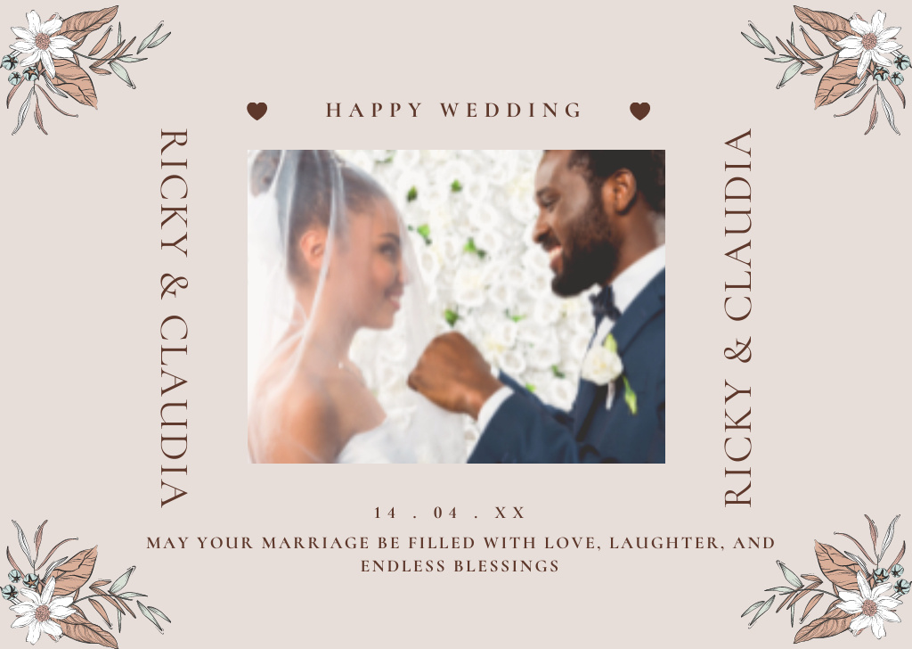 Wedding Announcement with Groom Lifting Bride's Veil Card – шаблон для дизайну