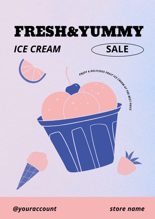 Illustrated Ice Cream Sale Offer Poster Design Template