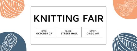 Knitting Fair Announcement with Bright Skeins Ticket Πρότυπο σχεδίασης