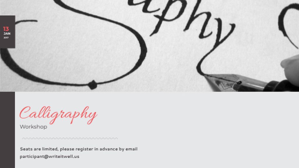 Calligraphy Workshop Announcement Decorative Letters Title Design Template