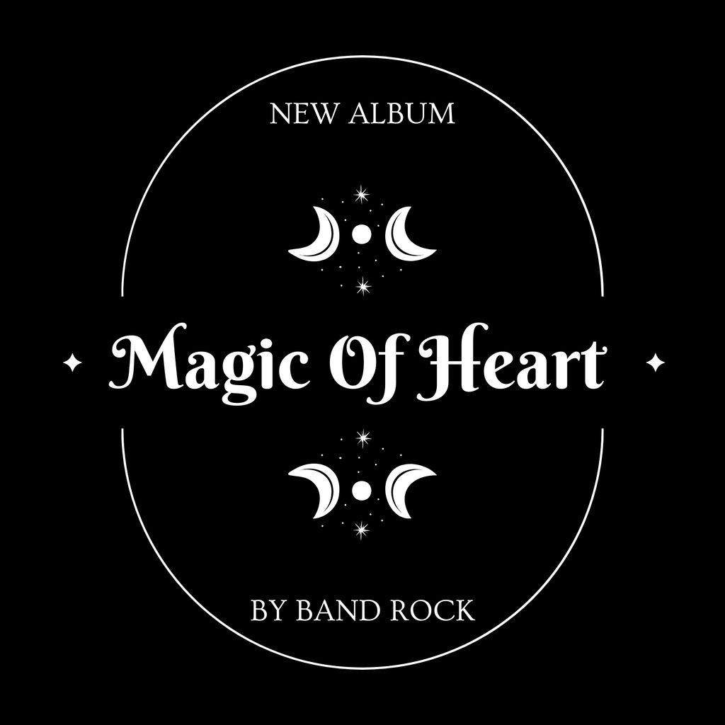 New Album Music Announcement in Black Album Cover Modelo de Design
