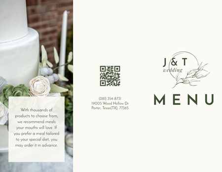 Lista de Refeições do Restaurante para Evento de Casamento Menu 11x8.5in Tri-Fold Modelo de Design