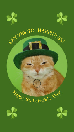 Patrick's Day Greeting With Cute Cat TikTok Video Design Template