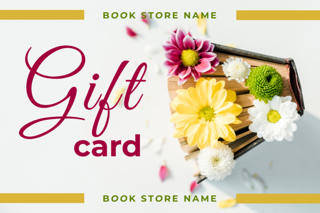 Szablon projektu Special Offer from Bookstore with Flowers in Book Gift Certificate