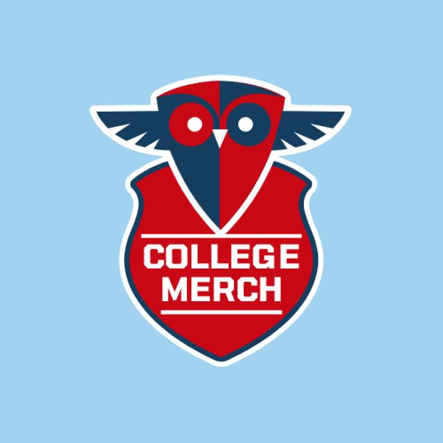 Cool College Merch Offer With Owl Illustration Animated Logo Design Template