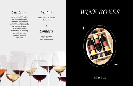 Wine Tasting Announcement with Wine Bottles Brochure 11x17in Bi-fold Design Template