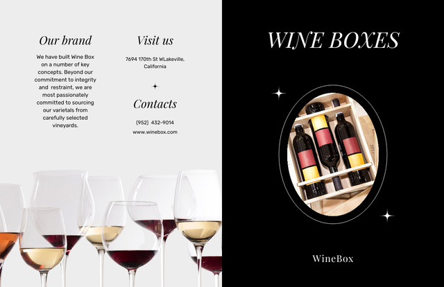 Wine Tasting Announcement with Bottles in Box Brochure 11x17in Bi-fold Design Template