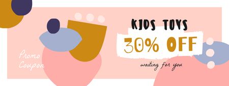Kids Toys Discount Ad with Funny Blots Coupon Design Template