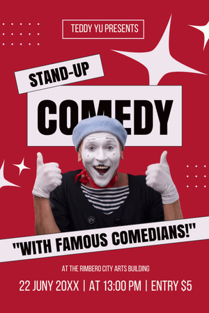 Merry Mime Invites to the Comedy Show Tumblr Design Template