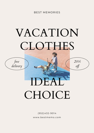 Vacation Clothes Ad with Stylish Couple Poster Tasarım Şablonu