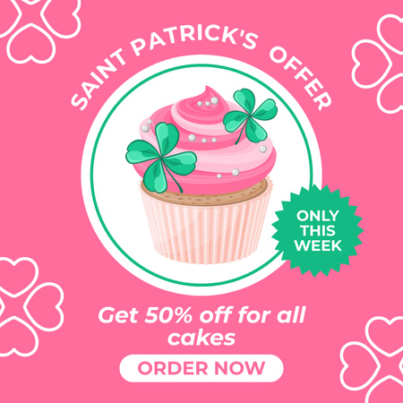 Designvorlage Bieten Sie Rabatt auf alle Kuchen zum St. Patrick's Day für Instagram