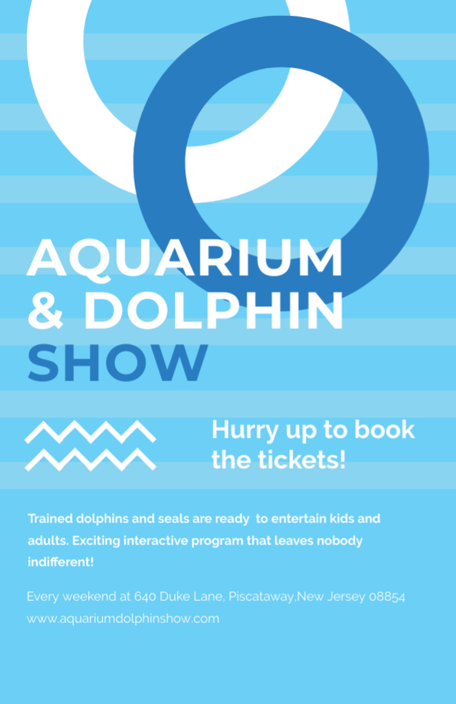 Aquarium Dolphin Show In Blue Invitation 5.5x8.5in Modelo de Design