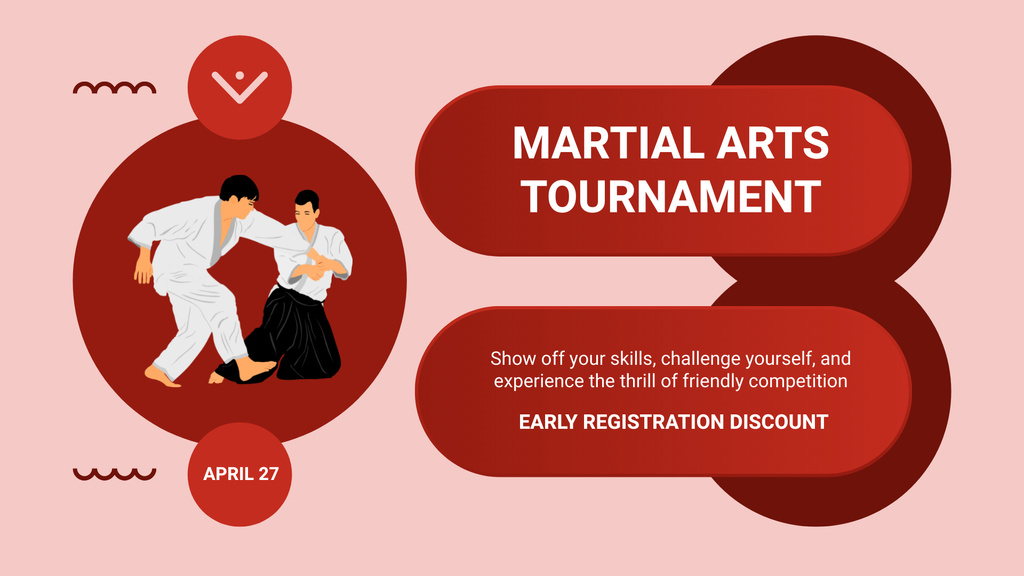 Early Sign-Up Discount For Martial Arts Tournament FB event cover Design Template