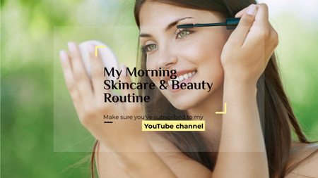 Beauty Blog Ad with Woman Applying Mascara Youtube Design Template