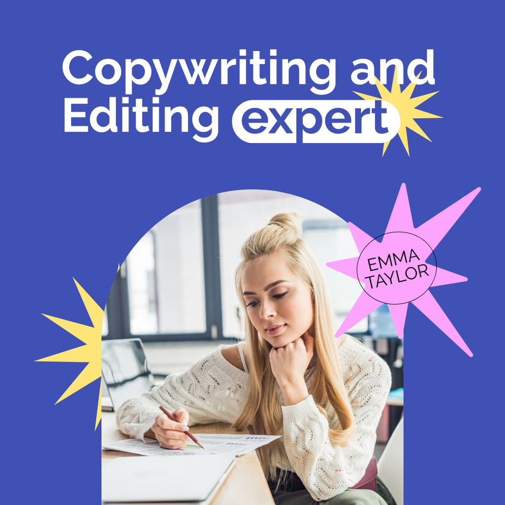 Qualified Specialist In Copywriting And Editing Service Instagram tervezősablon