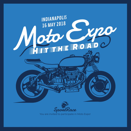 Moto expo Ad with Motorcycle illustration Instagram Design Template