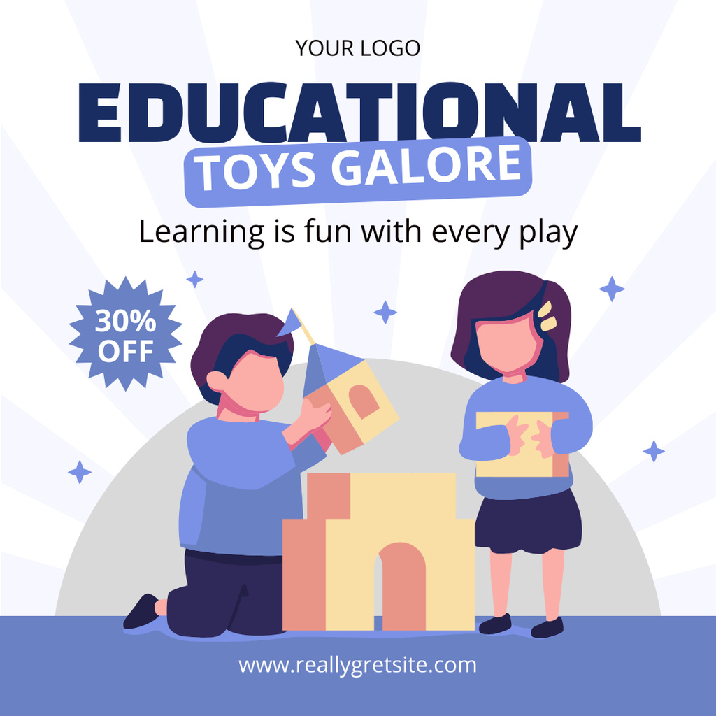 Designvorlage Offer Discounts on Educational Toys für Instagram AD