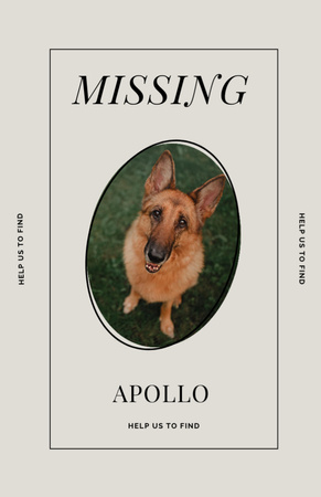 Lost Dog information with German Shepherd Flyer 5.5x8.5in Design Template