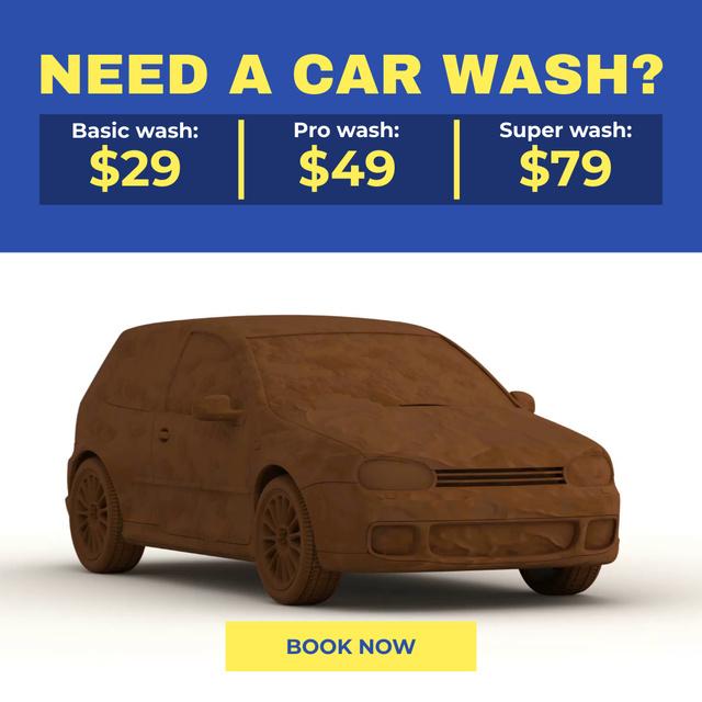 Ontwerpsjabloon van Animated Post van Car Wash With Three Tariffs Offer