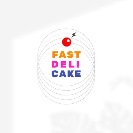 Bakery Ad with Abstract Cake Logo Design Template