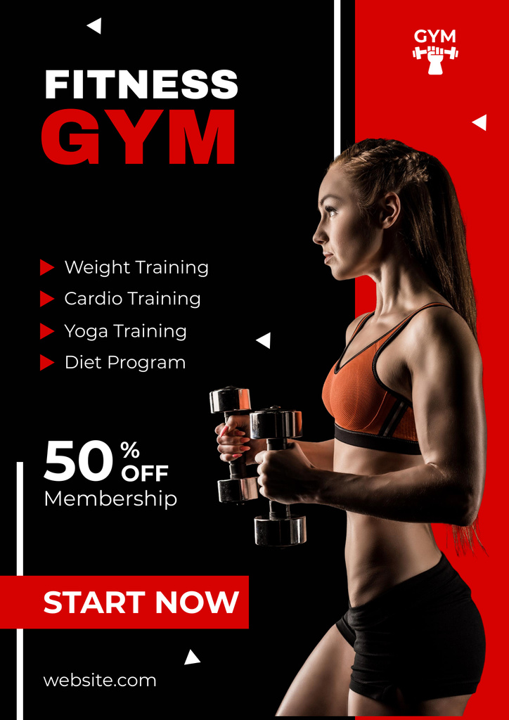 Fitness Club Membership Discount Poster Design Template