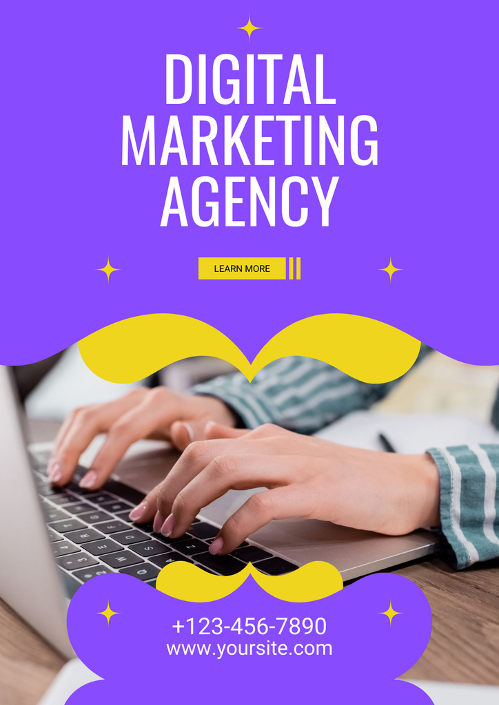 Digital Marketing Agency Services with Laptop Posterデザインテンプレート