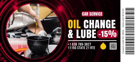 Discount Offer on Oil Change and Lube Coupon 3.75x8.25in Design Template