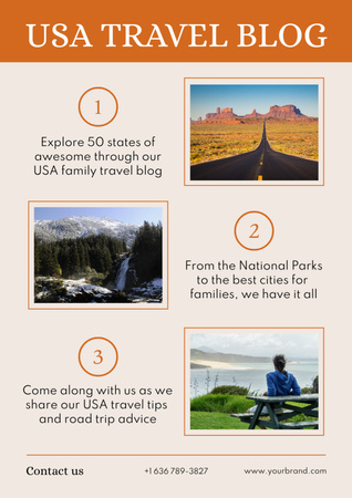 Travel Tour in USA Poster A3 Design Template