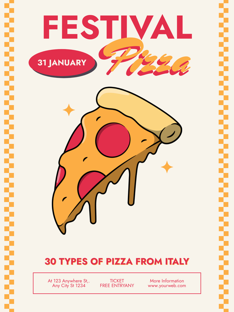 Pizza Festival Announcement Poster US Šablona návrhu