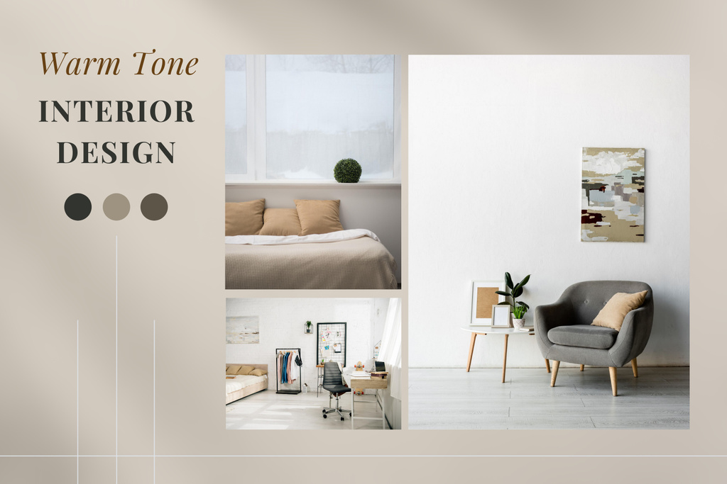 Interior Design in Warm Brown Tone Mood Board – шаблон для дизайну
