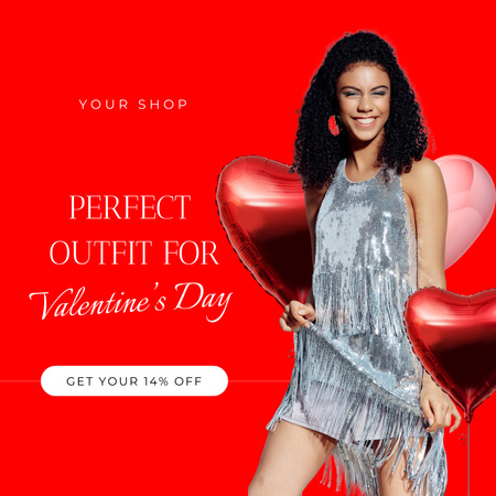 Marvelous Dress Sale Offer For Valentine`s Day Animated Post Design Template