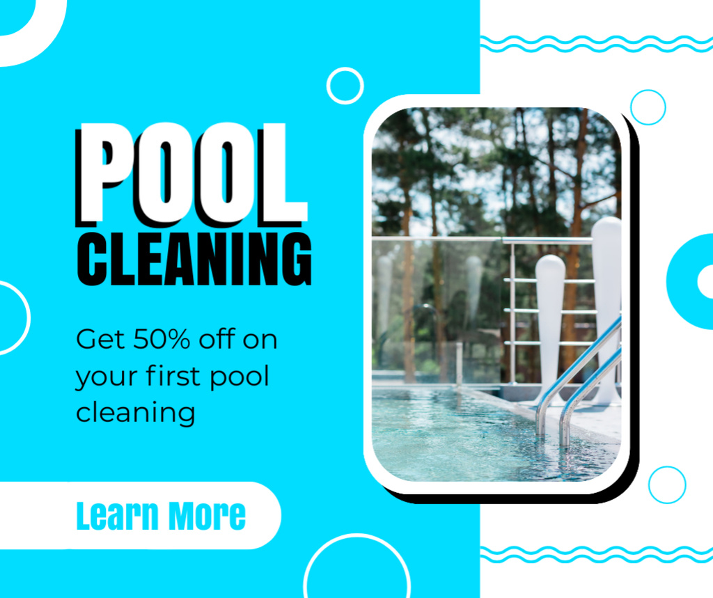 Get Discount on Pool Cleaning Service Facebook Modelo de Design