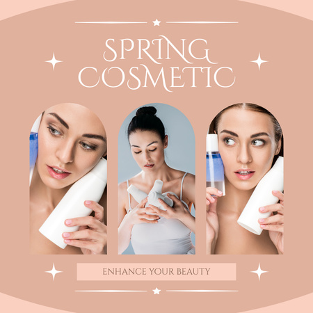 Collage with Spring Sale Skincare Cosmetics Instagram Design Template