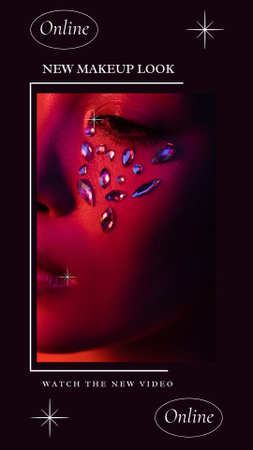 Nő kristályokkal az arcán új smink megjelenéshez Instagram Story tervezősablon