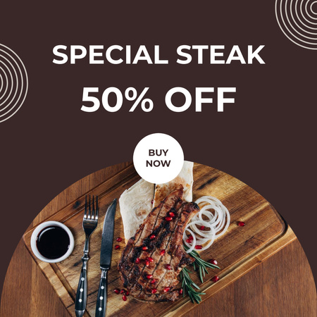 Platilla de diseño Special Steak Offer on Brown Instagram