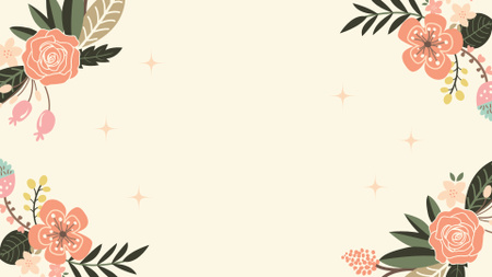 Platilla de diseño Zoom Background template with flowers illustrations Zoom Background