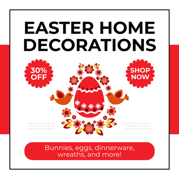 Easter Home Decorations Offer with Cute Red Egg