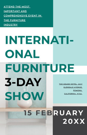 Plantilla de diseño de International Furniture Show Announcement With Home Decor Invitation 5.5x8.5in 