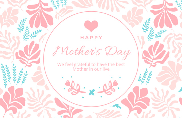 Mother's Day Greeting on Pastel Pink Thank You Card 5.5x8.5in Šablona návrhu