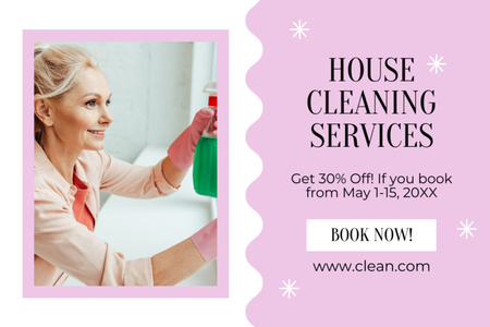 Book Professional Cleaning Services Flyer 4x6in Horizontal Design Template