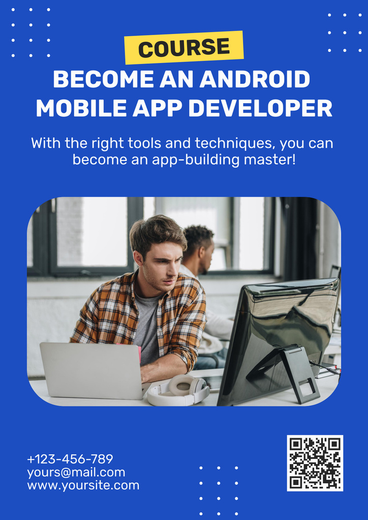 Mobile App Development Course Ad Poster Modelo de Design