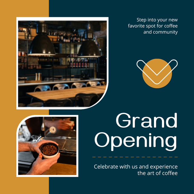 Cafe Opening Event With Description And Celebration Instagram Πρότυπο σχεδίασης