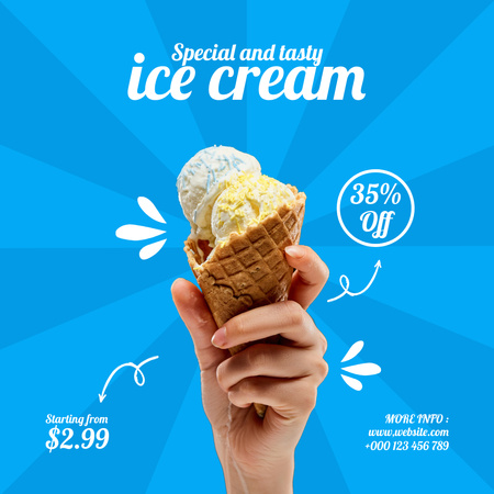 Modèle de visuel Réduction sur la crème glacée au cornet gaufré - Instagram