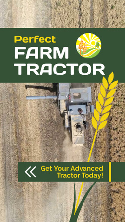 Nagy teljesítményű mezőgazdasági traktor a betakarítás promóciójához TikTok Video tervezősablon
