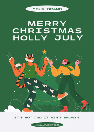 Ontwerpsjabloon van Flayer van Christmas Advert in July with Yong Girl and Tiger