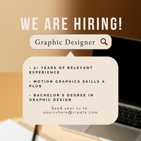 Designvorlage Graphic Designer Open Position Ad für Instagram